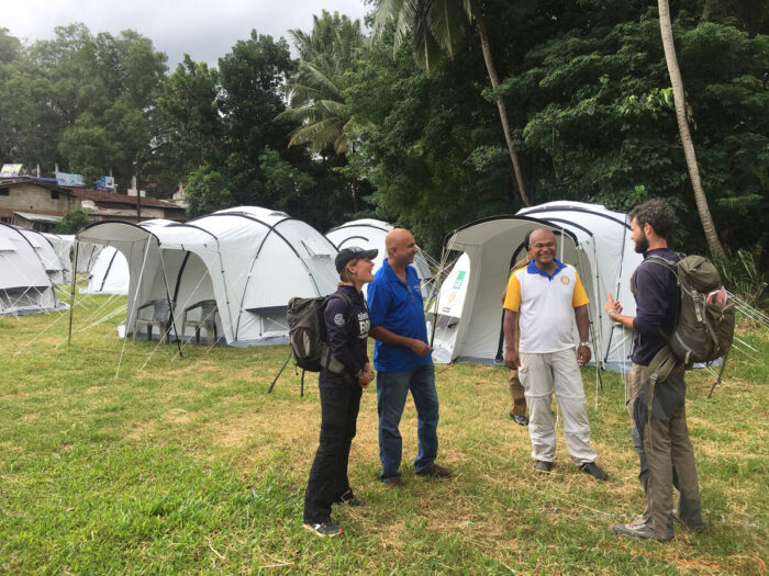 People next to tents in Sri Lanka